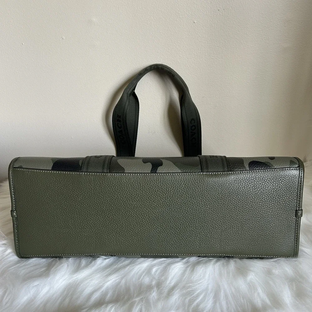 Coach Smith Tote Dark Cypress Camo Pebbled Leather Large‎ Bag NWT